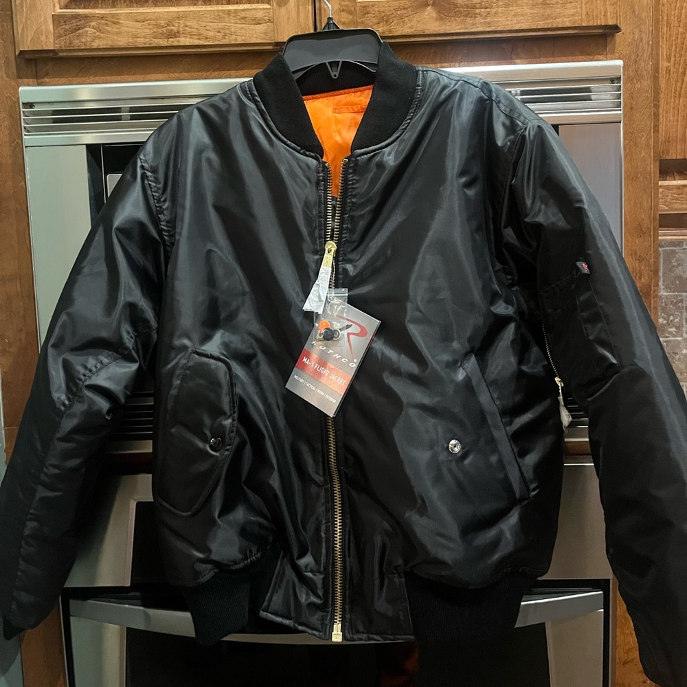 NWT Rothco MA-1  Flight Black Bomber Jacket